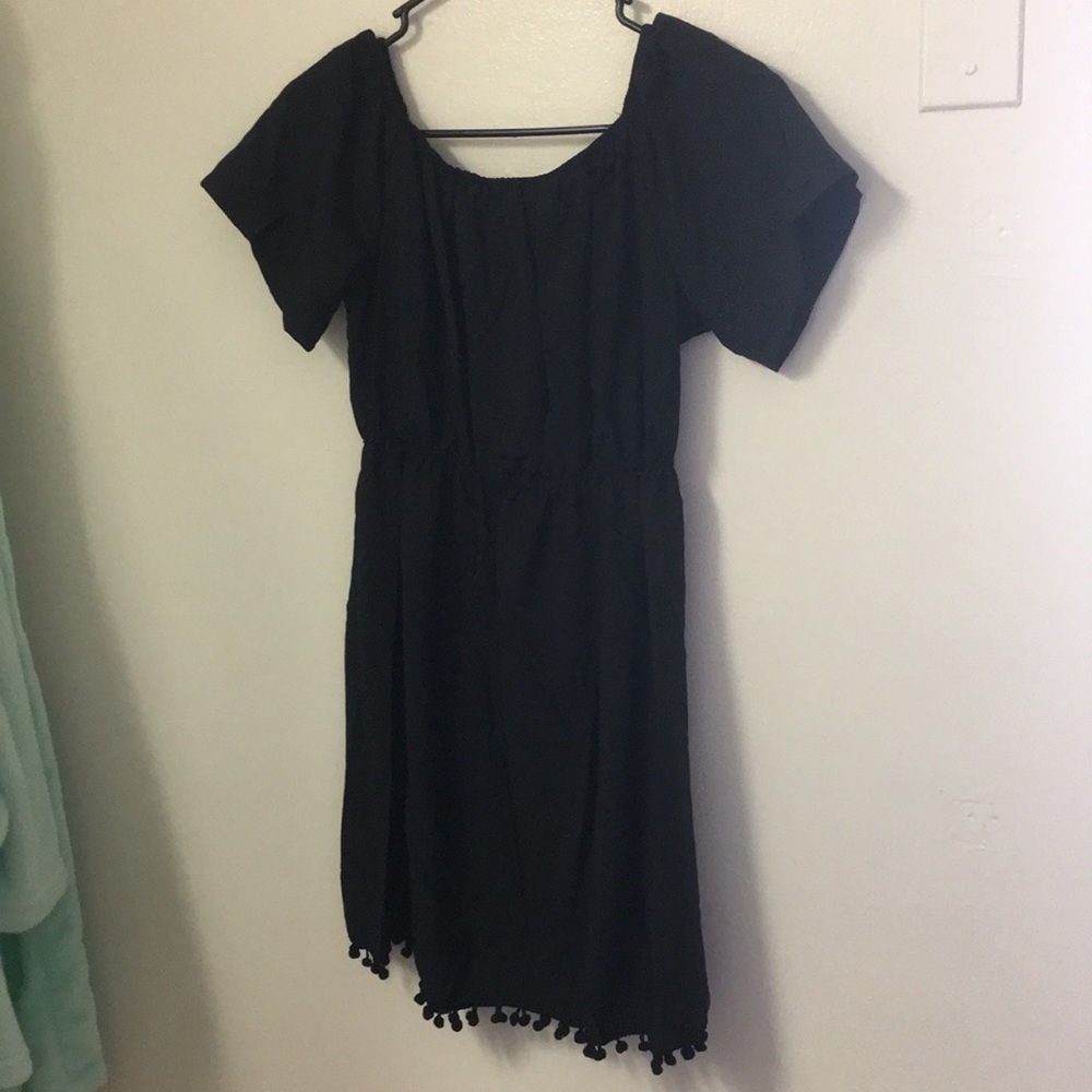 Little Black Off the Shoulder Cover Up Dress